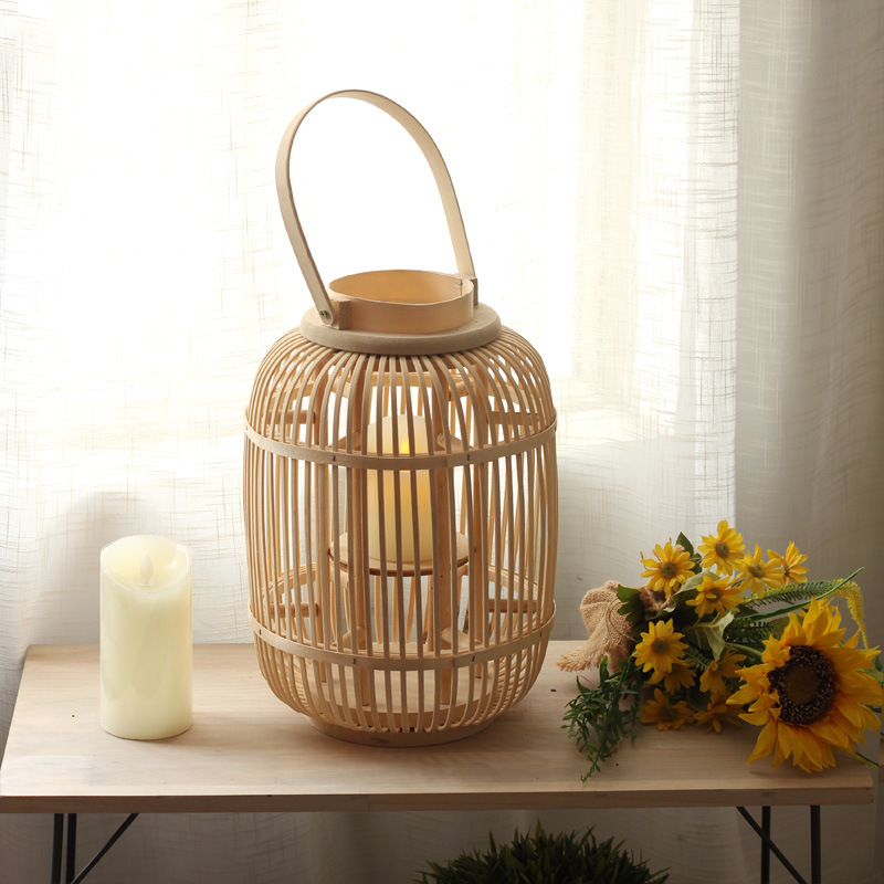 Lámpara de viento de bambú hec - Candle Holder Decor reseña y precio
