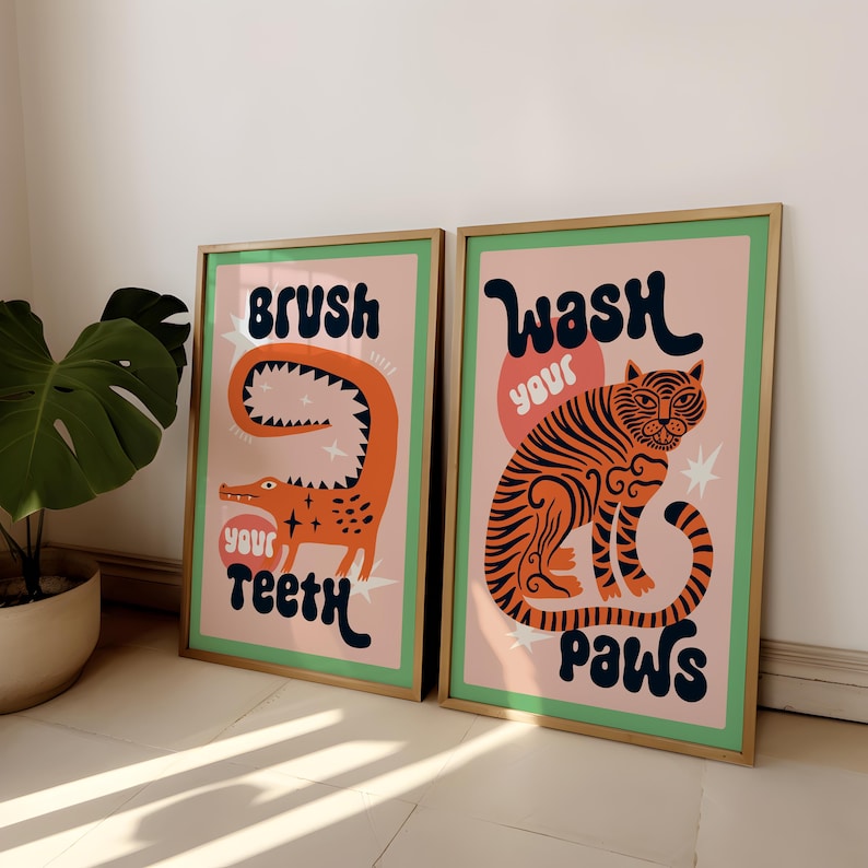 2 unids/set Tigre lavar tus pa - Abstract Canvas Set reseña y precio