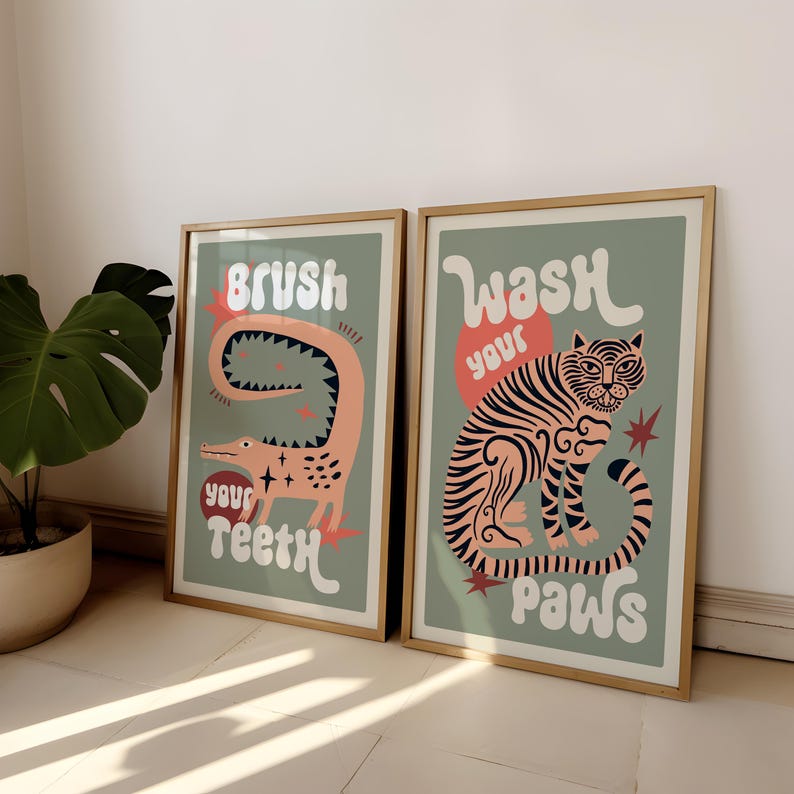 2 unids/set Tigre lavar tus pa - Abstract Canvas Set reseña y precio